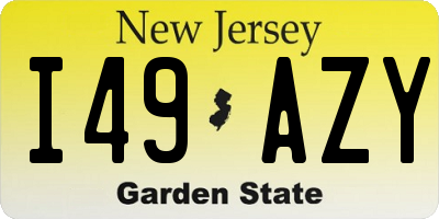 NJ license plate I49AZY