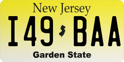 NJ license plate I49BAA