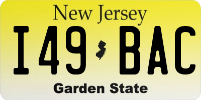 NJ license plate I49BAC