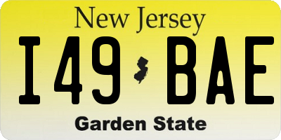 NJ license plate I49BAE