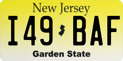 NJ license plate I49BAF