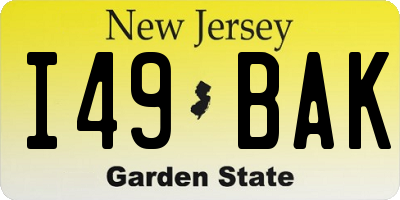 NJ license plate I49BAK