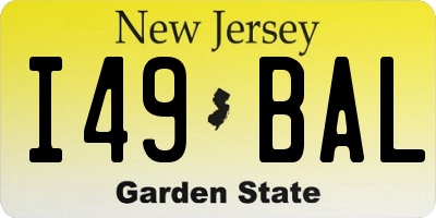 NJ license plate I49BAL