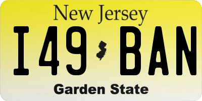 NJ license plate I49BAN