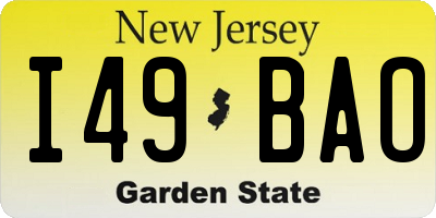NJ license plate I49BAO