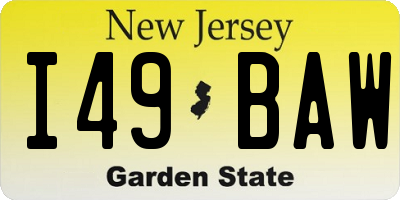 NJ license plate I49BAW