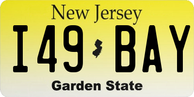 NJ license plate I49BAY