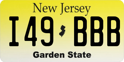 NJ license plate I49BBB