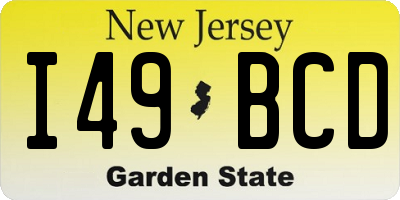 NJ license plate I49BCD