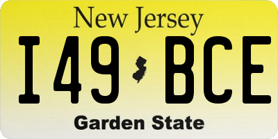 NJ license plate I49BCE