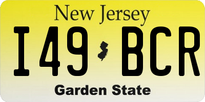 NJ license plate I49BCR