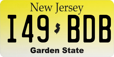 NJ license plate I49BDB