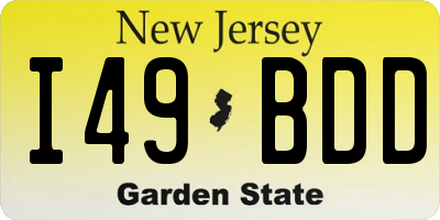 NJ license plate I49BDD