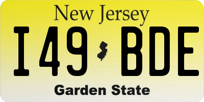 NJ license plate I49BDE