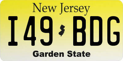 NJ license plate I49BDG