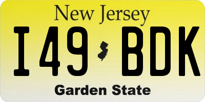 NJ license plate I49BDK