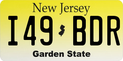 NJ license plate I49BDR