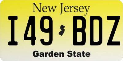 NJ license plate I49BDZ