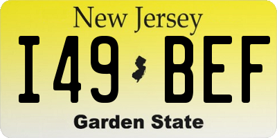 NJ license plate I49BEF