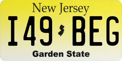 NJ license plate I49BEG