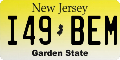 NJ license plate I49BEM