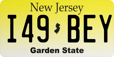 NJ license plate I49BEY