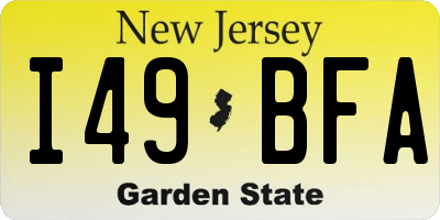 NJ license plate I49BFA
