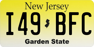 NJ license plate I49BFC