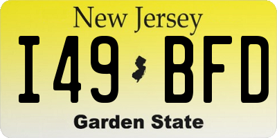 NJ license plate I49BFD