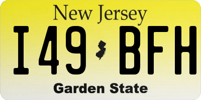 NJ license plate I49BFH