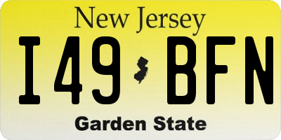 NJ license plate I49BFN