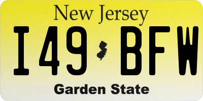 NJ license plate I49BFW