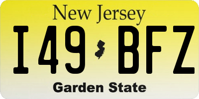 NJ license plate I49BFZ