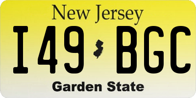 NJ license plate I49BGC