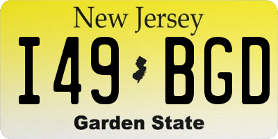 NJ license plate I49BGD