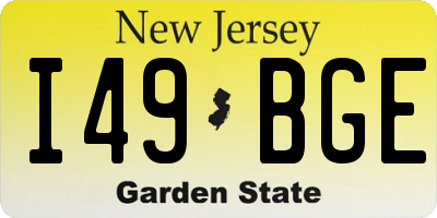 NJ license plate I49BGE