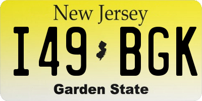 NJ license plate I49BGK