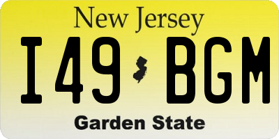 NJ license plate I49BGM