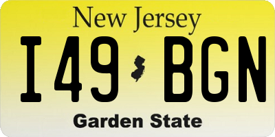 NJ license plate I49BGN