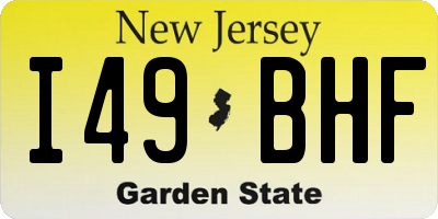 NJ license plate I49BHF