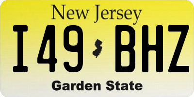 NJ license plate I49BHZ