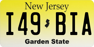 NJ license plate I49BIA