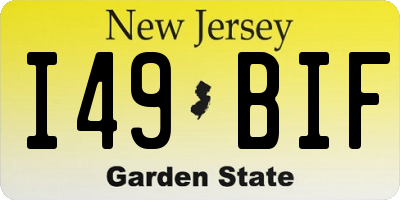 NJ license plate I49BIF