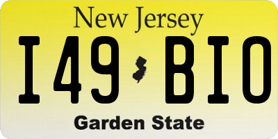NJ license plate I49BIO