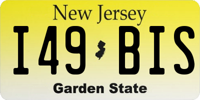 NJ license plate I49BIS