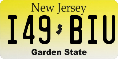 NJ license plate I49BIU