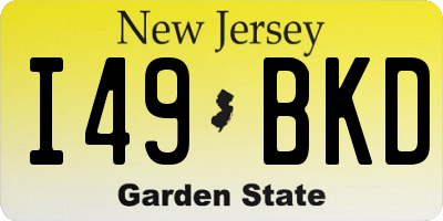 NJ license plate I49BKD