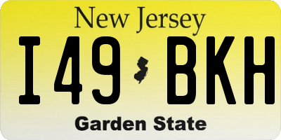 NJ license plate I49BKH