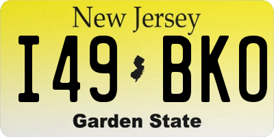NJ license plate I49BKO