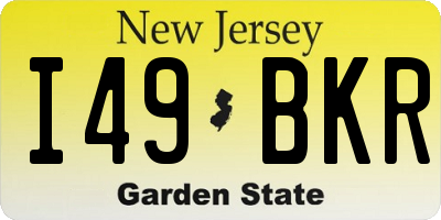 NJ license plate I49BKR